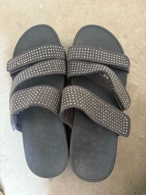 Vionic gray Slide Sandals with Metallic Studs